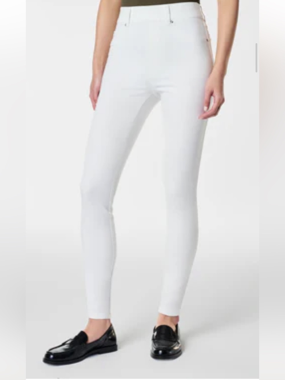 SPANX White Womens Jeggings - High Waist Stretch Skinny Jeans - PETITE L